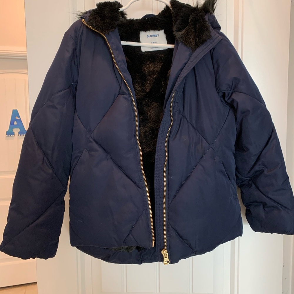 Old Navy Navy Blue Puffer Jacket - Girls